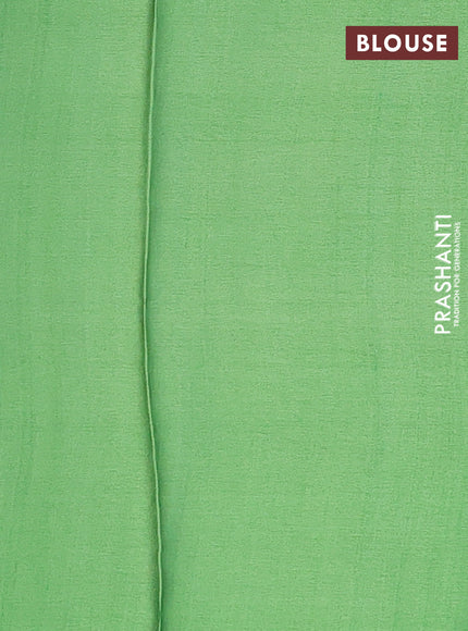 Semi modal saree light green with allover floral prints in borderless style