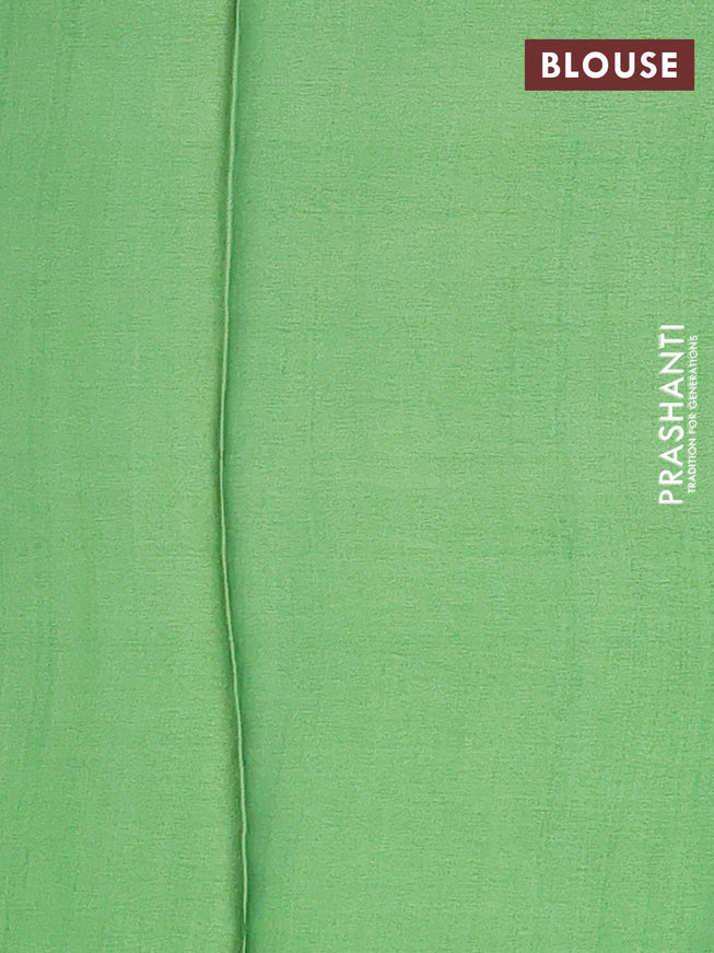 Semi modal saree light green with allover floral prints in borderless style