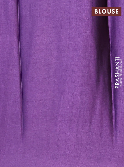 Semi modal saree grey and violet with allover floral prints in borderless style