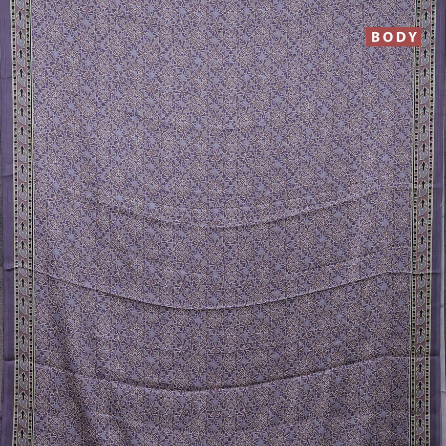 Semi modal saree pastel lavender shade with allover prints and printed border