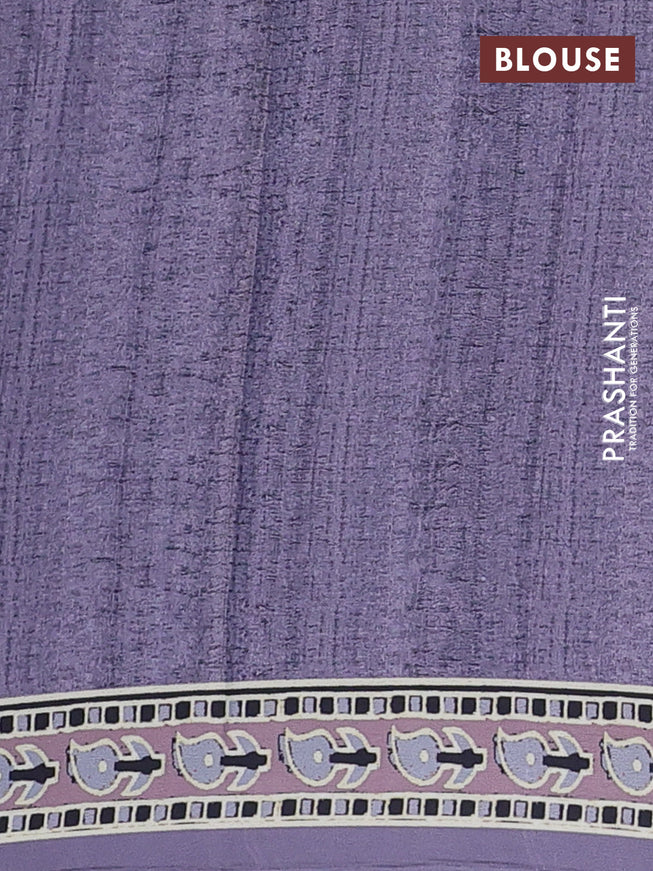 Semi modal saree pastel lavender shade with allover prints and printed border