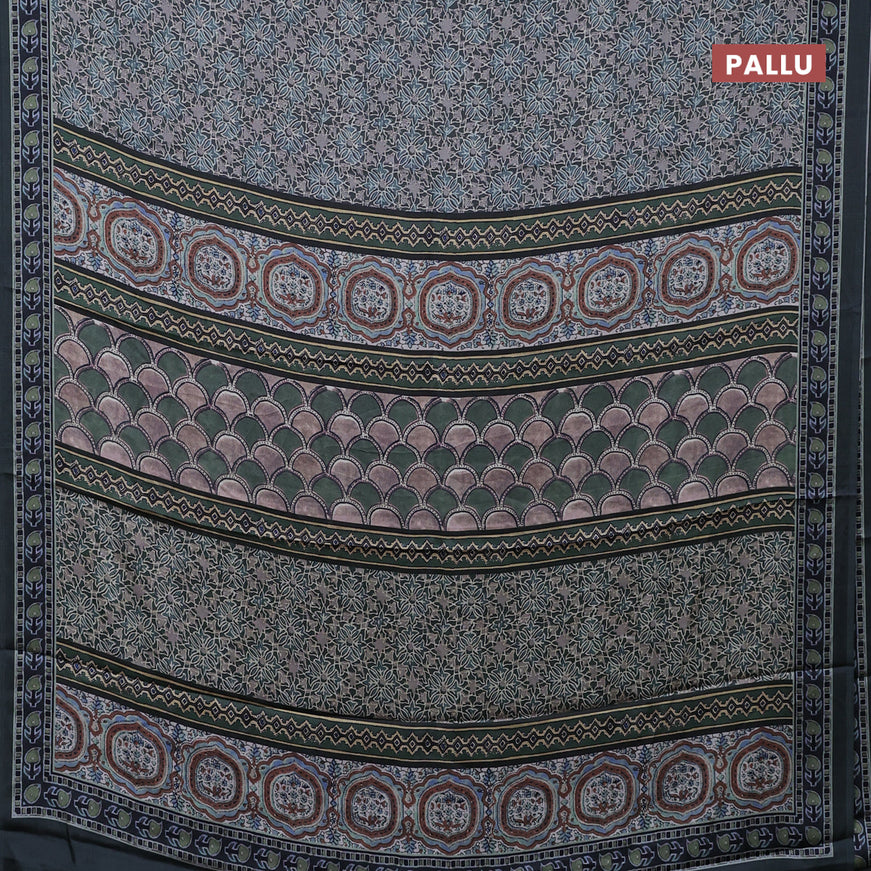 Semi modal saree grey with allover prints and printed border