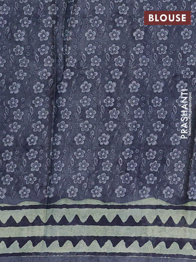 Semi modal saree grey with allover floral prints and printed border