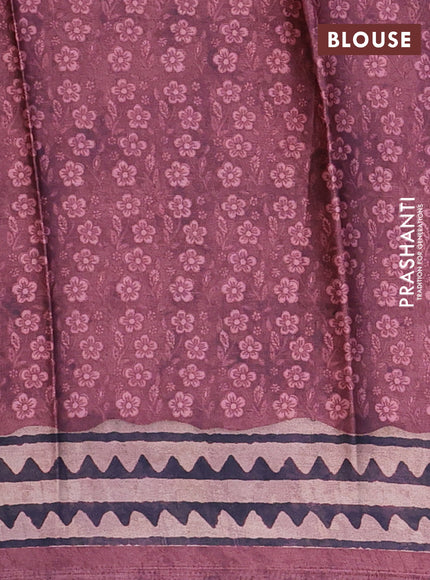 Semi modal saree maroon shade with allover floral prints and printed border