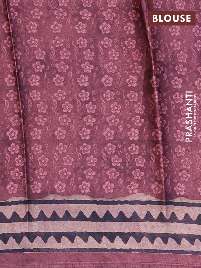 Semi modal saree maroon shade with allover floral prints and printed border