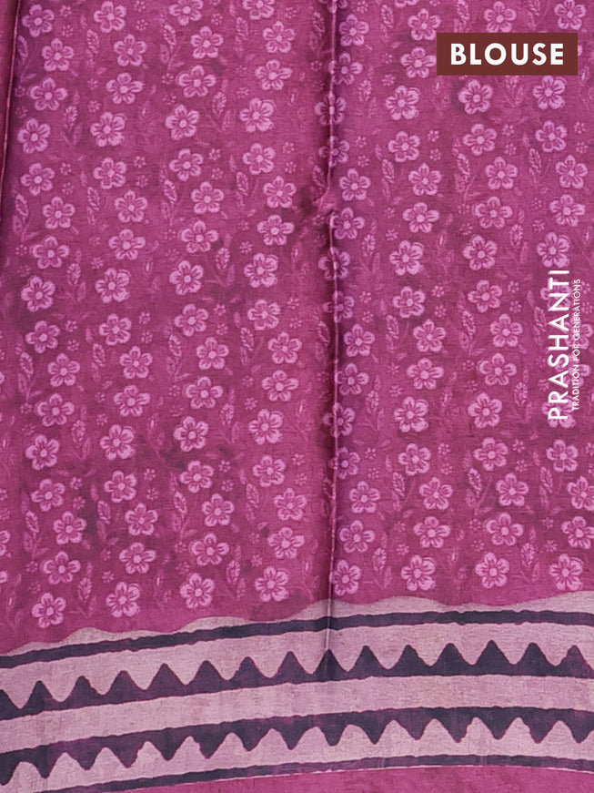 Semi modal saree magenta pink with allover floral prints and printed border