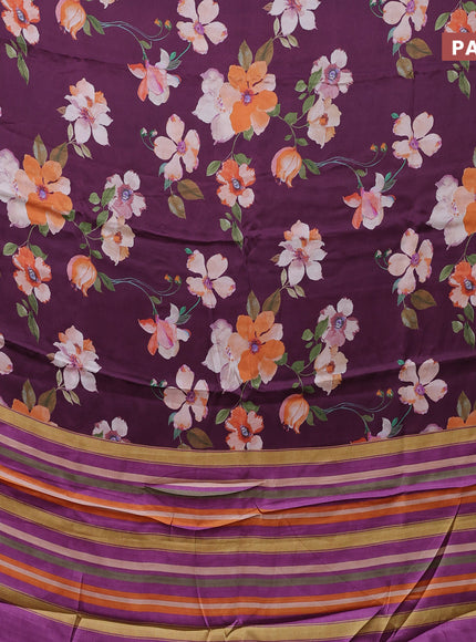 Semi modal saree purple with allover floral prints and simple border