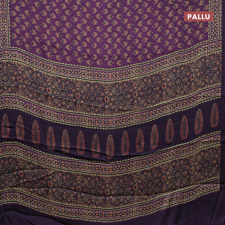 Semi modal saree purple with allover butta prints and printed border