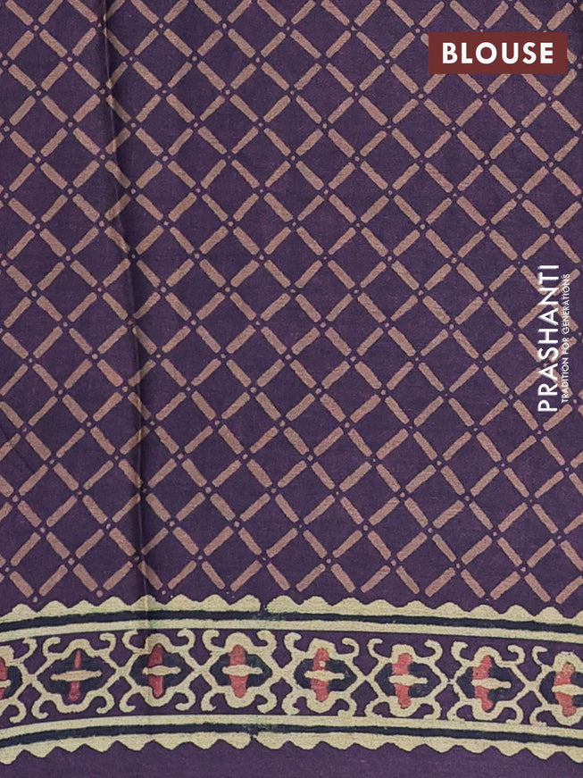 Semi modal saree purple with allover butta prints and printed border