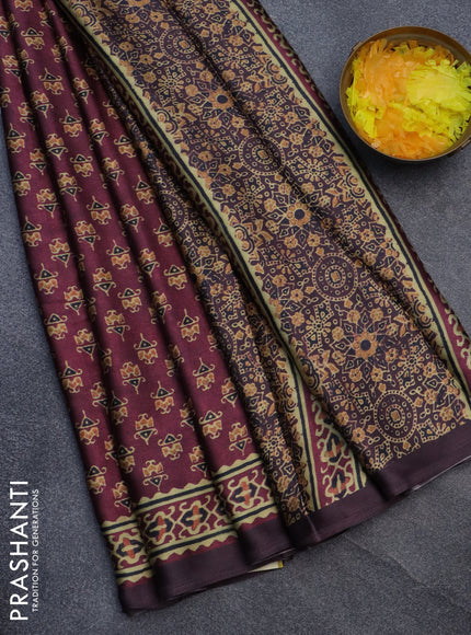 Semi modal saree magenta pink with allover butta prints and printed border