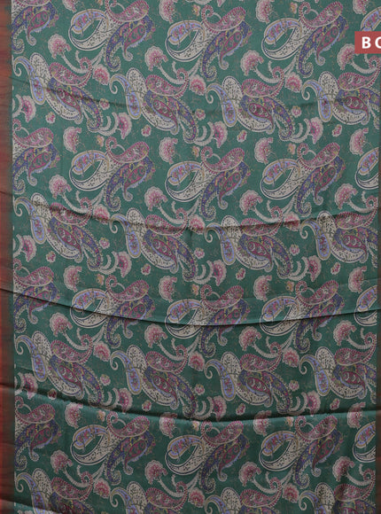 Semi modal saree green and maroon with allover prints and simple border