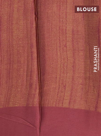 Semi modal saree green and maroon with allover prints and simple border