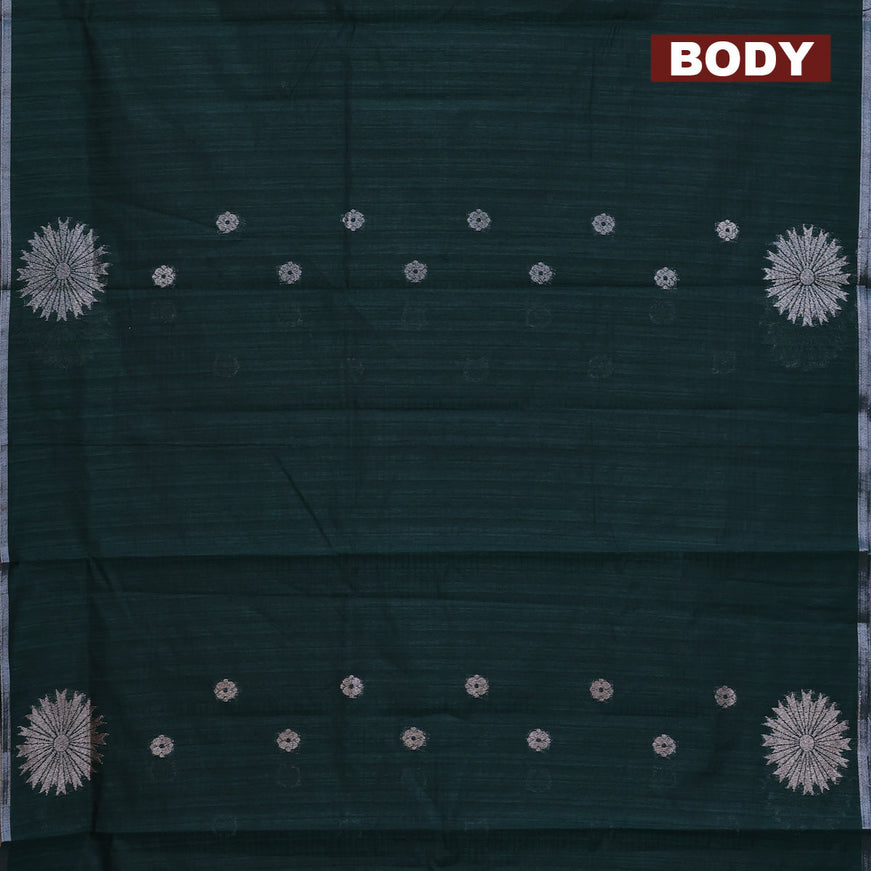 Matka tussar saree green with woven buttas and piping border