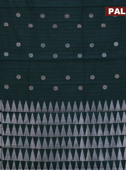 Matka tussar saree green with woven buttas and piping border