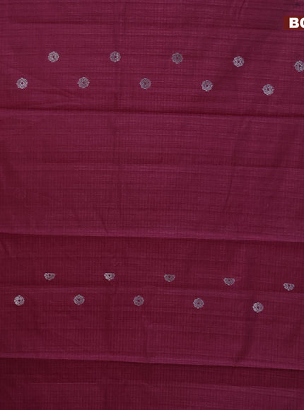 Matka tussar saree dark magenta pink with woven buttas and piping border