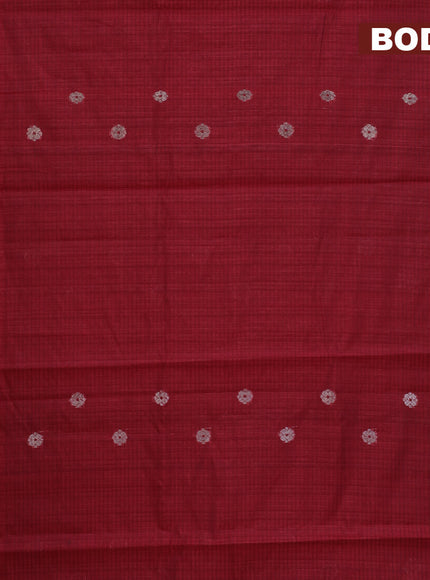 Matka tussar saree maroon with woven buttas and piping border