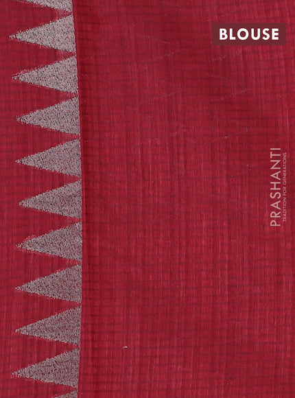 Matka tussar saree maroon with woven buttas and piping border