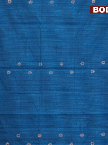 Matka tussar saree cs blue with woven buttas and piping border