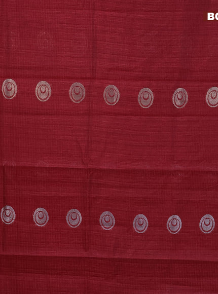 Matka tussar saree maroon with woven buttas and piping border