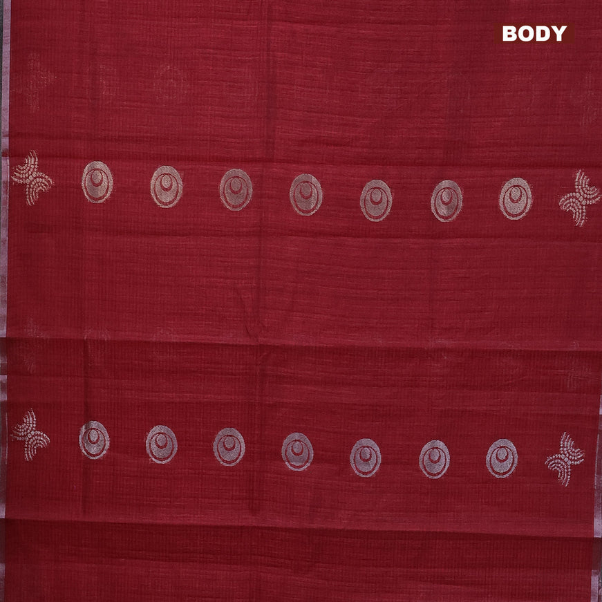 Matka tussar saree maroon with woven buttas and piping border