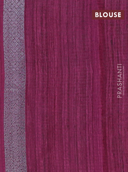 Matka tussar saree dark magenta pink with woven buttas and piping border