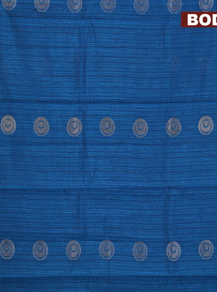 Matka tussar saree cs blue with woven buttas and piping border