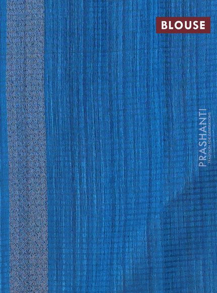 Matka tussar saree cs blue with woven buttas and piping border