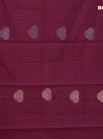 Matka tussar saree dark magenta pink with allover zari woven geometric buttas and piping border