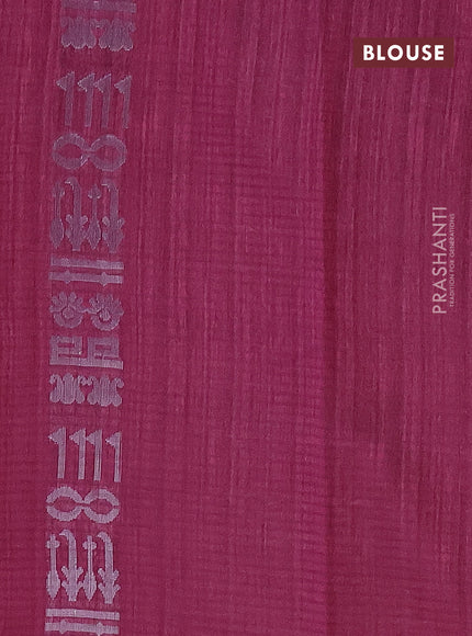 Matka tussar saree dark magenta pink with allover zari woven geometric buttas and piping border