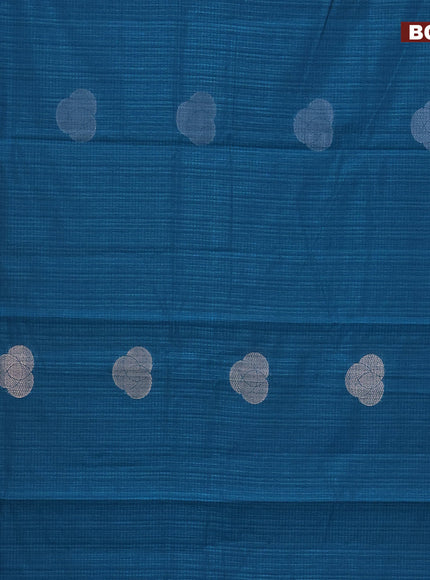 Matka tussar saree cs blue with allover zari woven geometric buttas and piping border