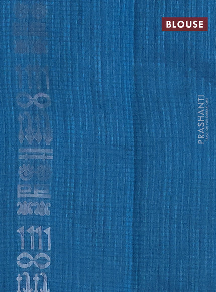 Matka tussar saree cs blue with allover zari woven geometric buttas and piping border