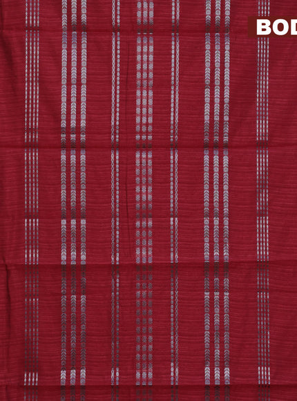 Matka tussar saree maroon with allover thread & silver zari weaves and silver zari woven border