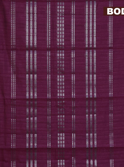 Matka tussar saree dark magenta pink with allover thread & silver zari weaves and silver zari woven border