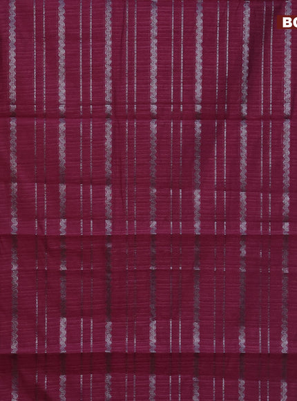 Matka tussar saree dark magenta pink with allover thread & silver zari weaves and woven border