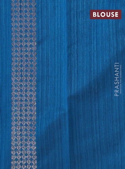 Matka tussar saree cs blue with allover thread & zari weaves and piping border