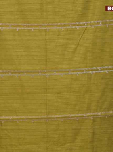 Matka tussar saree mehendi green with allover thread & zari weaves and piping border