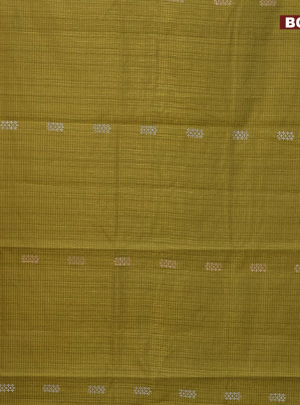 Matka tussar saree mehendi green with zari woven buttas and piping border