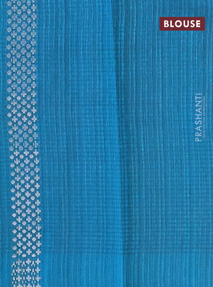 Matka tussar saree cs blue with zari woven buttas and piping border