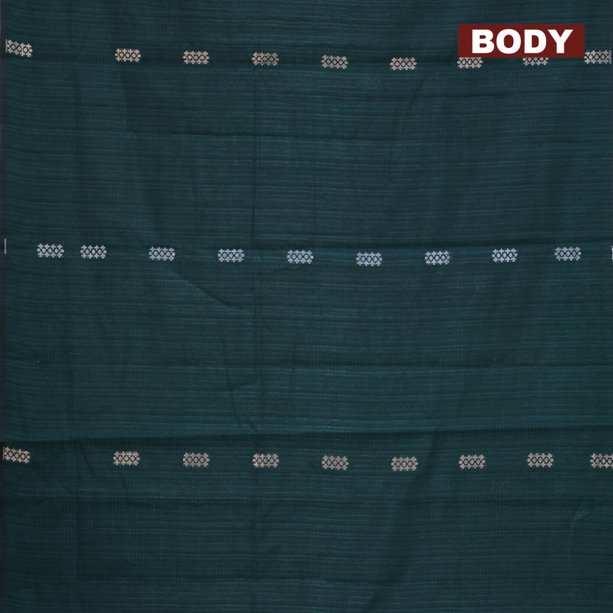 Matka tussar saree green with zari woven buttas and piping border