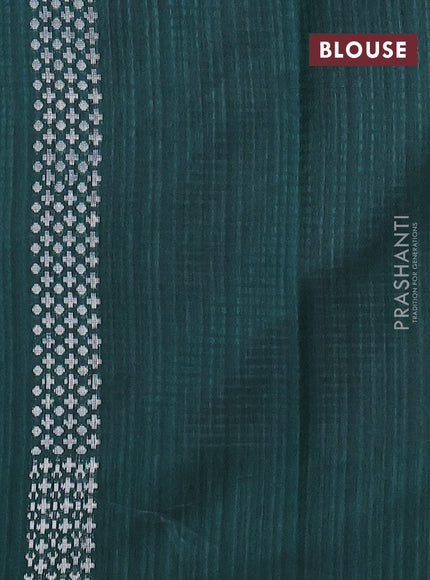 Matka tussar saree green with zari woven buttas and piping border