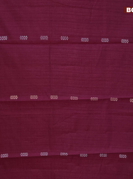 Matka tussar saree dark magenta pink with zari woven buttas and piping border