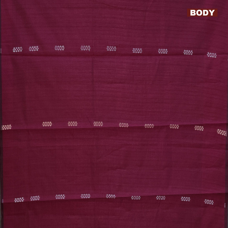 Matka tussar saree dark magenta pink with zari woven buttas and piping border