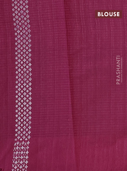 Matka tussar saree dark magenta pink with zari woven buttas and piping border