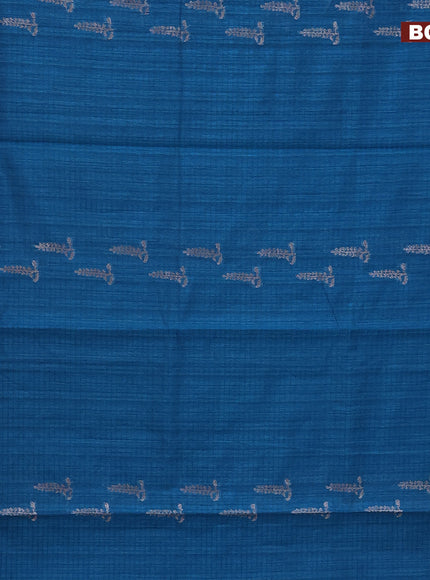 Matka tussar saree cs blue with woven buttas and piping border