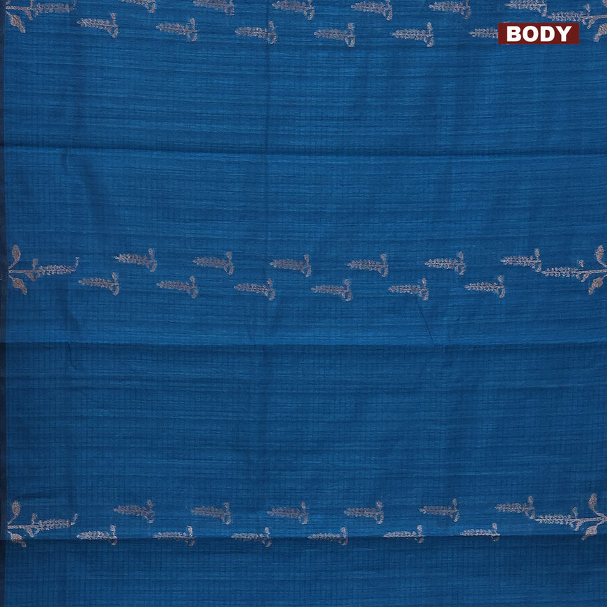 Matka tussar saree cs blue with woven buttas and piping border