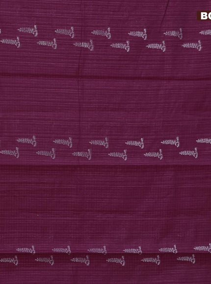 Matka tussar saree dark magenta pink with woven buttas and piping border