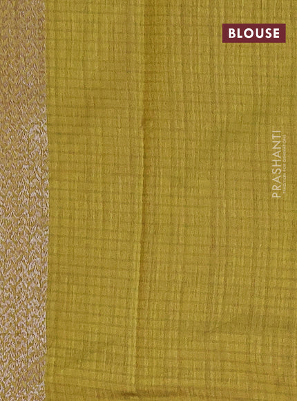 Matka tussar saree mehendi green with woven buttas and piping border