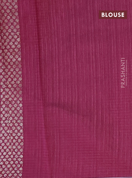 Matka tussar saree dark magenta pink with woven buttas and piping border