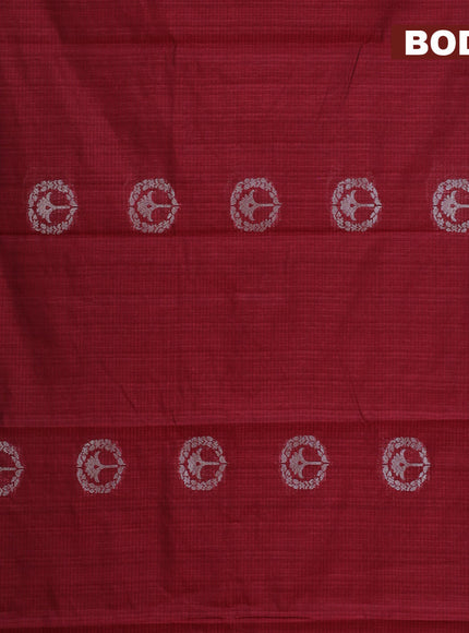 Matka tussar saree maroon with woven buttas and piping border