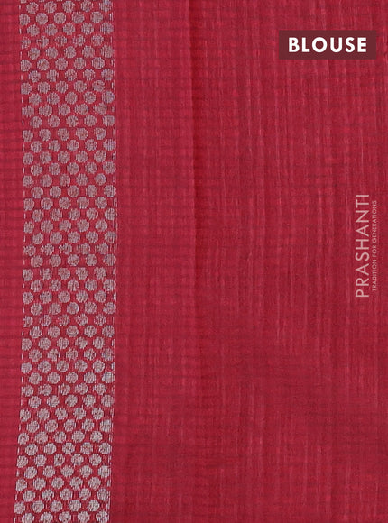 Matka tussar saree maroon with woven buttas and piping border